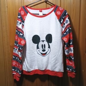 Disney Red and White Mickey Fleece Winter Themed Sweater Size 2X.